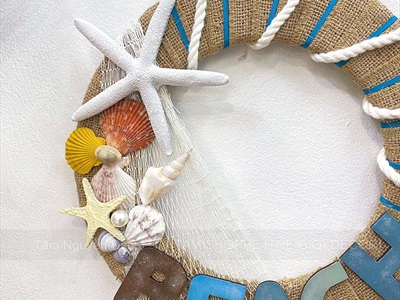 Vòng treo cửa vải bố BEACH Sao Trắng PCB [Thủ công] ĐK30cm VTC-PCB-04